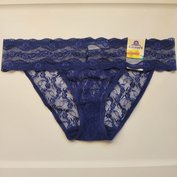 B.Tempt'd by Wacoal Lace Kiss Bikini Beacon Blue Large & XL 978182 - Picture 2 of 3